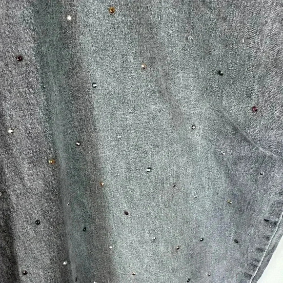 DG2 Diane Gilman gray Jean denim pants with studs - Picture 3 of 10